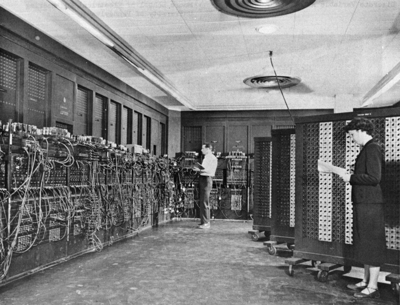 Two programmers operating the ENIAC computer in 1946