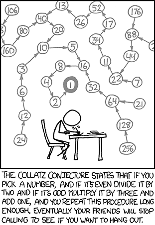 xkcd comic: a person obsessively applying a simple numeric rule over and over